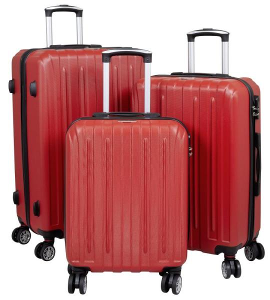 Trendyshop365 Harde koffer 3-delige trolleyset dubbele wielen cijferslot, rood, kofferset