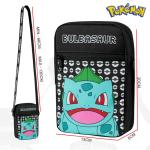 Schoudertas Cross-Body Bag voor Kinderen - Verstelbare Riem Kids Pikachu Kleine Reistas - Gamer Gifts, Zwarte Bulbasaur, Eén maat