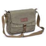 30624 Vintage Canvas Messenger Bag Heren Schoudertas, legergroen, 28 cm