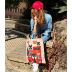 Tote Bag esthetische schoudertas voor dames, grote schoudertas voor dames, 37 x 42 cm, waterdichte Oxford-tas met ritssluiting, universiteit, waterdichte tas voor dames, Cat Love 2