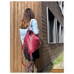 - T192 - ital. Dames rugzak tas 2-in-1 leer, oranje, Large