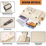 Canvas Messenger Bag met meerdere zakken, grote hobo crossbody tas voor dames en heren, beige
