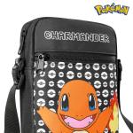 Schoudertas Cross-Body Bag voor Kinderen - Verstelbare Riem Kids Pikachu Kleine Reistas - Gamer Gifts, Zwarte Charmander, Eén maat