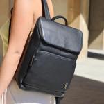 Sydney Premium rugzak van leer, kleine dagrugzak, handtas voor dames, zwart, zwart, Eén maat, Minimalistisch