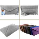 T106 Italiaanse clutch/avondtas van suède, rood, Small