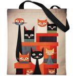 Tote Bag esthetische schoudertas voor dames, grote schoudertas voor dames, 37 x 42 cm, waterdichte Oxford-tas met ritssluiting, universiteit, waterdichte tas voor dames, Cat Love 2