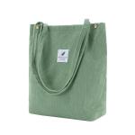 Schoudertas voor dames, grote corduroy tas, handtas, shopper, hengseltas voor universiteit, werk, meisjes, school, bruin, lichtgroen
