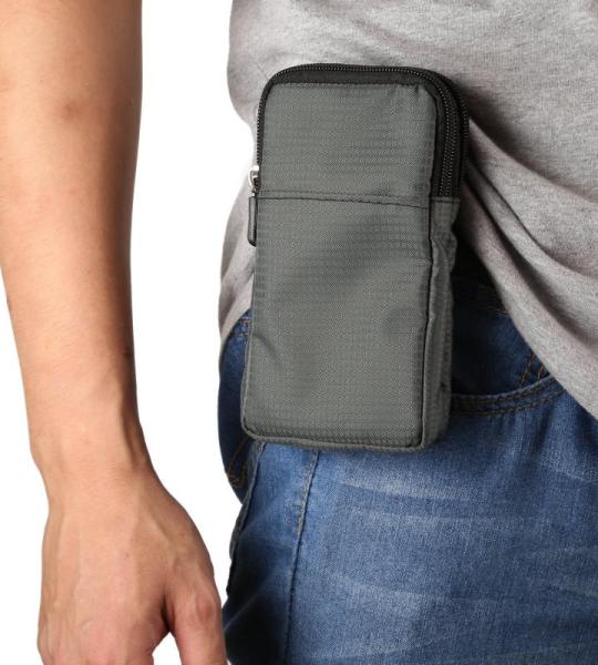 Heren mobiele telefoon heuptas verticaal mobiele telefoon schoudertas met portemonnee, 6,9 inch mobiele telefoon schoudertas holster portefeuille telefoonhoes met riemclip buiktas 