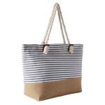 Grote waterafstotende strandtas met rits Strepen donkerblauw