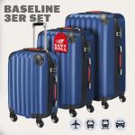 MONZANA 3-delige kofferset Baseline hardshell koffer M-L-XL gelgrepen 4 wielen randbescherming slot poten ABS trolley rolkoffer reiskoffer set, blauw