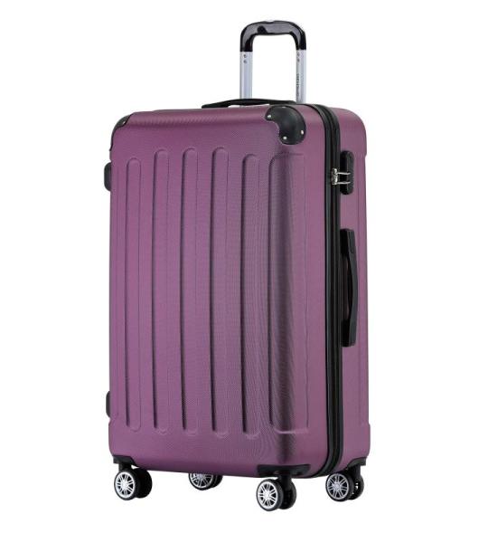 BEIBYE Koffer met harde schaal, trolley, rolkoffer, reiskoffer, veiligheid, cijferslot, dubbele wielen, ABS-materiaal, handbagage, 4 wielen, M-L-XL-set, paars