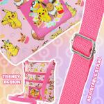 Pokémon Pikachu Eevee Schoudertas voor meisjes, modieuze tassen voor meisjes en jongeren, originele geschenken, officiële merchandising, roze, Roze Aop, One size