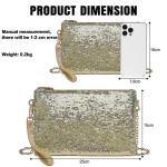 Dames fashion pailletten tas mini clutch kleine dames kettingtas schoudertas voor bruiloften, dates en verschillende gelegenheden, goud