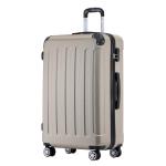 BEIBYE Koffer met harde schaal, trolley, rolkoffer, reiskoffer, veiligheid, cijferslot, dubbele wielen, ABS-materiaal, handbagage, 4 wielen, M-L-XL-set, champagne