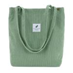 Schoudertas voor dames, grote corduroy tas, handtas, shopper, hengseltas voor universiteit, werk, meisjes, school, bruin, lichtgroen