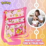 Pokémon Pikachu Eevee Schoudertas voor meisjes, modieuze tassen voor meisjes en jongeren, originele geschenken, officiële merchandising, roze, Roze Aop, One size