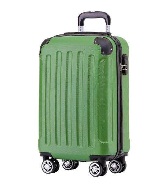BEIBYE Koffer met harde schaal, trolley, rolkoffer, reiskoffer, veiligheid, cijferslot, dubbele wielen, ABS-materiaal, handbagage, 4 wielen, M-L-XL-set, olijfgroen, hardshell troll