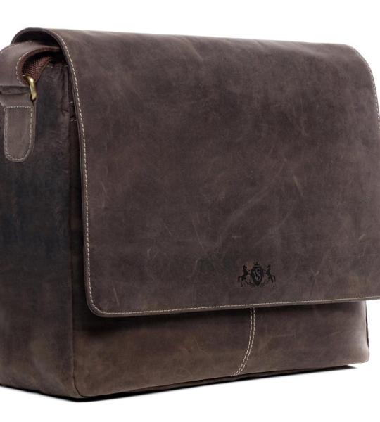 SID & VAIN Laptoptas, messenger bag, echt leer, Spencer, XL, groot, geschikt voor een 15inch-laptop, schoudertas, laptopvak, heren