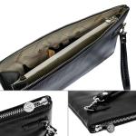 Groot Leren Herenhandtas Clutch tas Heren Polstas Handgemaakt Italiaanse Volnerfleer, Zwart