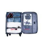 BEIBYE Reiskoffer met 4 wielen, stoffen koffer, handbagage, kinderbagage, koffer, trolley, set van XL-L-M, lila, Stoffen koffer