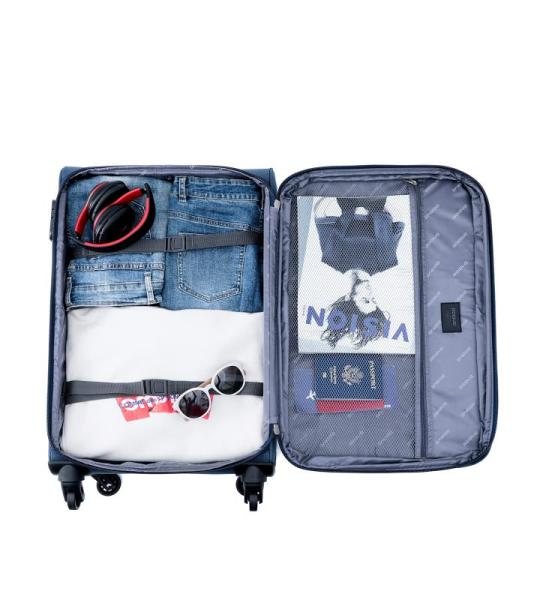 BEIBYE Reiskoffer met 4 wielen, stoffen koffer, handbagage, kinderbagage, koffer, trolley, set van XL-L-M, lila, Stoffen koffer