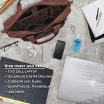 Chicago Leren schoudertas voor heren, laptoptas, 15,6 inch, messenger bag, leren tas, grote aktetas, vintage, zakelijke tas voor mannen, echt leer, Ohio Bruin, Large