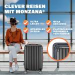 MONZANA 3-delige kofferset Baseline hardshell koffer M-L-XL gelgrepen 4 wielen randbescherming slot poten ABS trolley rolkoffer reiskoffer set, zwart