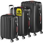 MONZANA 3-delige kofferset Baseline hardshell koffer M-L-XL gelgrepen 4 wielen randbescherming slot poten ABS trolley rolkoffer reiskoffer set, zwart