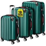 MONZANA 3-delige kofferset Baseline hardshell koffer M-L-XL gelgrepen 4 wielen randbescherming slot poten ABS trolley rolkoffer reiskoffer set, groen